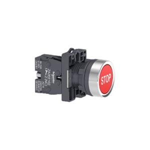 施耐德 红色 XA2塑料系列 XA2EA4342 直径22mm 带1常闭触点带功能符号（STOP）平头按钮（弹簧复位）
