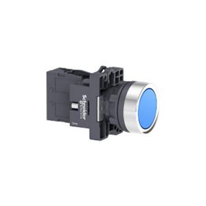 施耐德蓝色XA2塑料系列直径22mm带1常开触点自锁定平头按钮