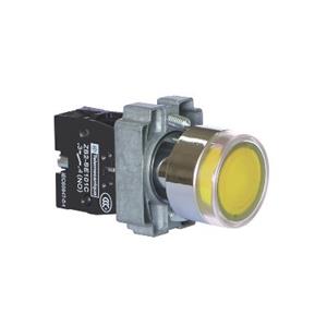 施耐德 橙色 XB2B金属系列 XB2BW35M1C 开孔直径 22mm 1NO 圆平头 弹簧复位 带灯按钮